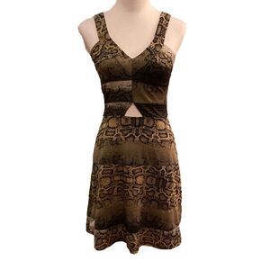 Jessica Simpson Brown And Tan Snakeskin Sleeveless Dress, Size S